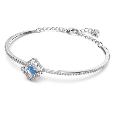 Swarovski Damen Armspange Sparkling Dance Armreif Glücksklee, Blau, Rhodiniert 5642922